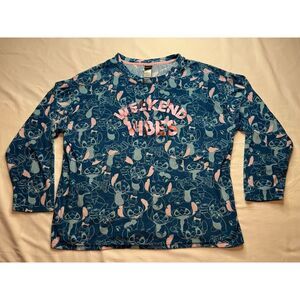 Disney Stitch Weekend Vibes Soft Pajama Shirt Cozy Core Vacation Relax Character